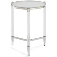 Marilyn Glass Top and Steel Base Round End Table in PSS/Acrylic by Bellanest