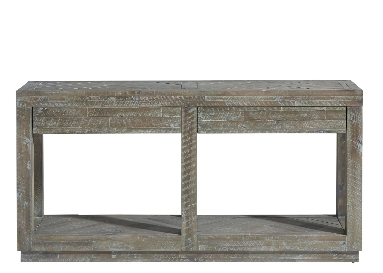 Herringbone Solid Wood Two Drawer Console in Rustic Latte by Bellanest