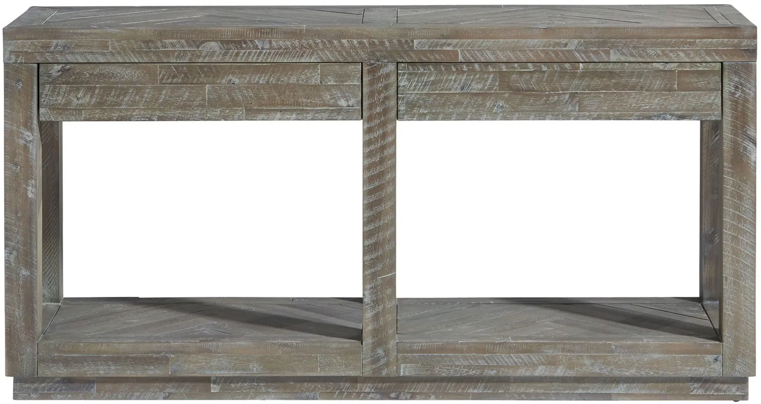 Herringbone Solid Wood Two Drawer Console in Rustic Latte by Bellanest