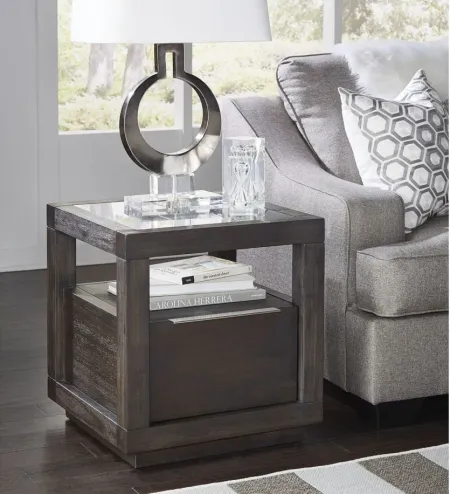 Oxford One Drawer End Table in Black Drifted Oak by Bellanest