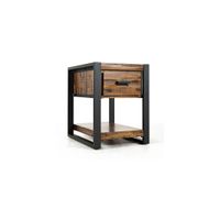 Loftworks Chairside Table with Drawer in Warm Brown & Steel by Jofran