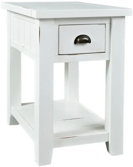 Artisan's Craft Rectangular Chairside Table in Weathered White by Jofran