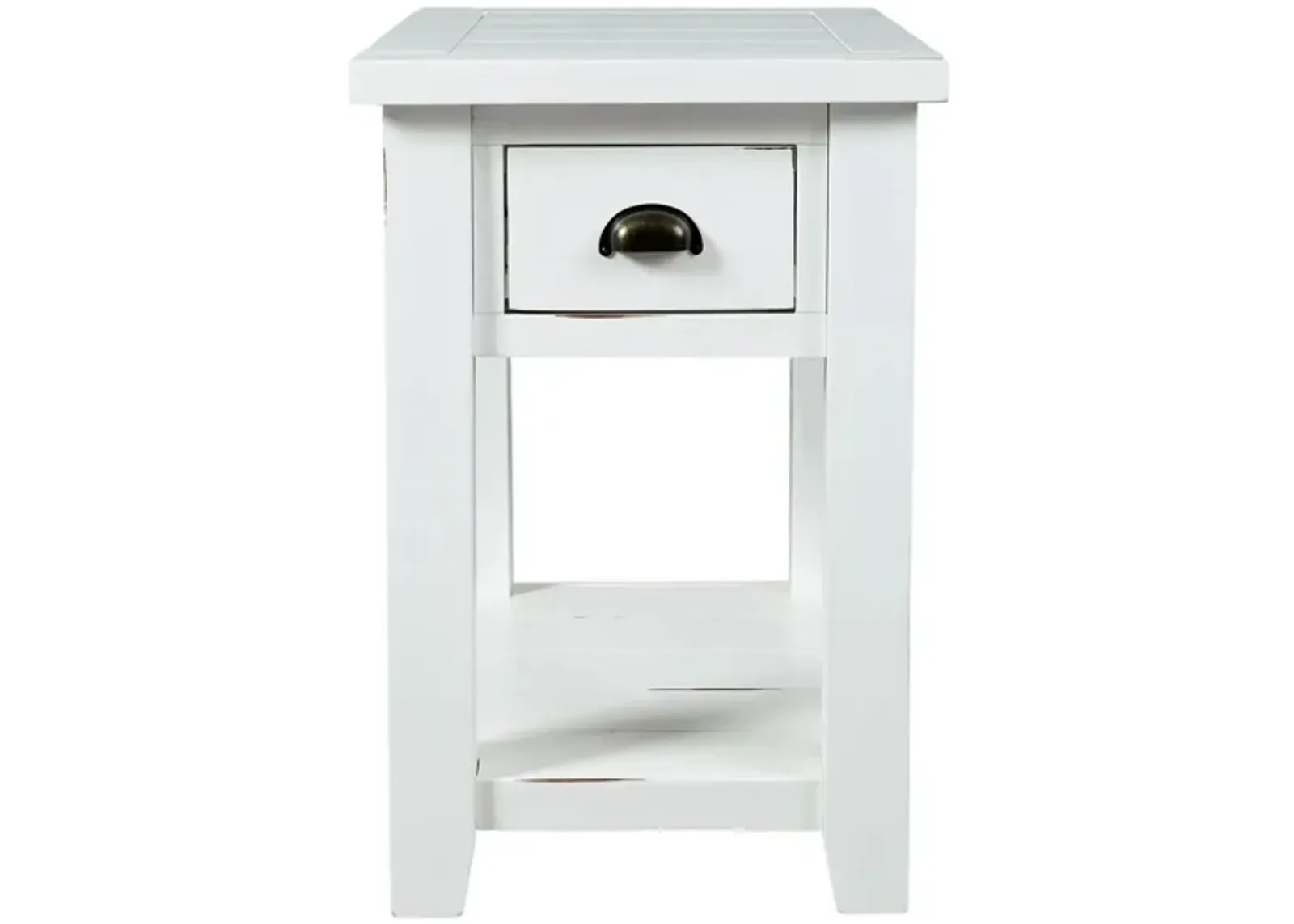 Artisan's Craft Rectangular Chairside Table in Weathered White by Jofran