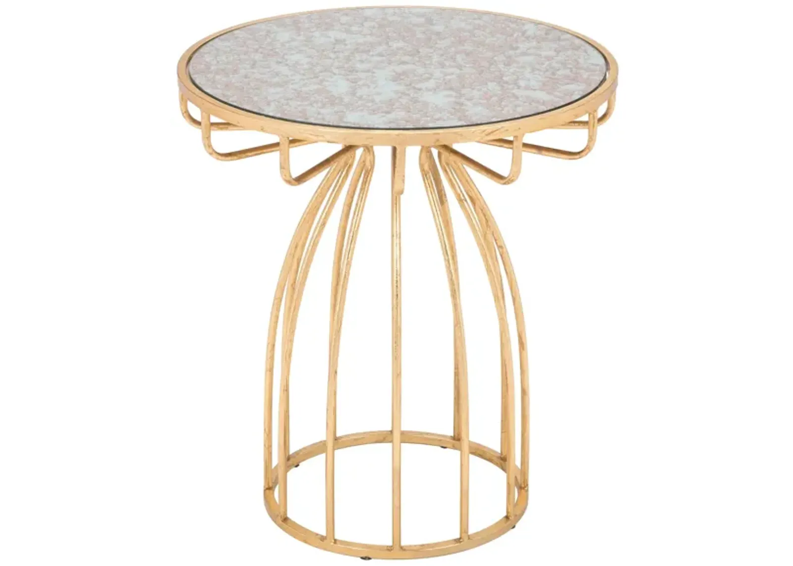 Silo Side Table Mirror in Gold by Zuo Modern