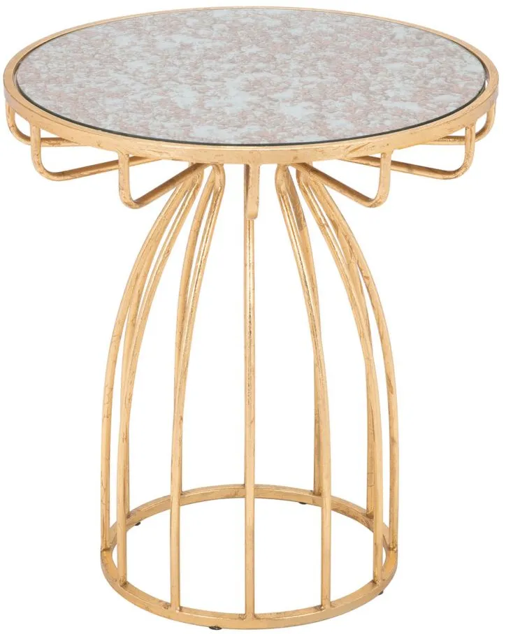 Silo Side Table Mirror in Gold by Zuo Modern