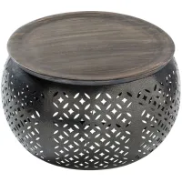 Jaali Round Coffee Table in Charcoal by Surya