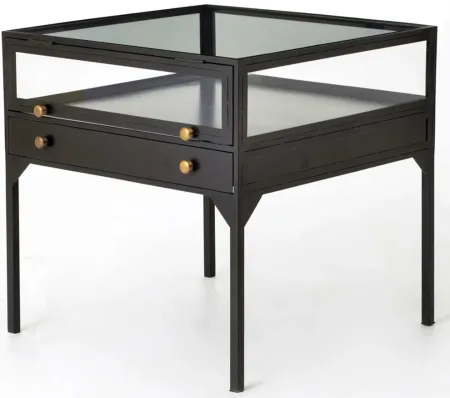Shadow Box Square End Table in Black by Four Hands