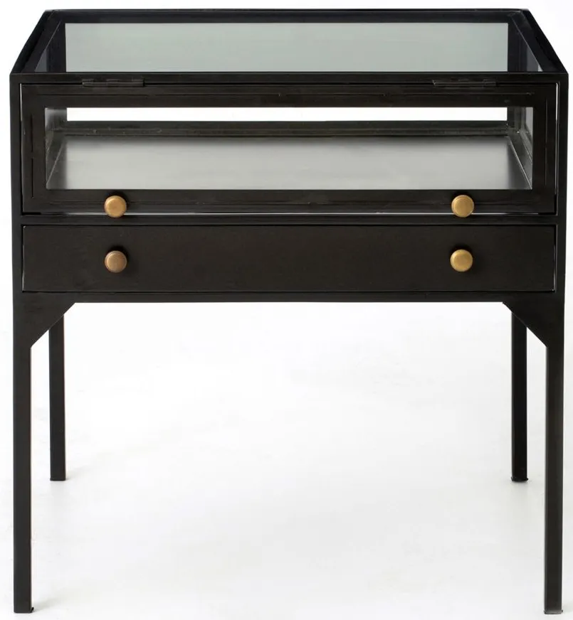 Shadow Box Square End Table in Black by Four Hands