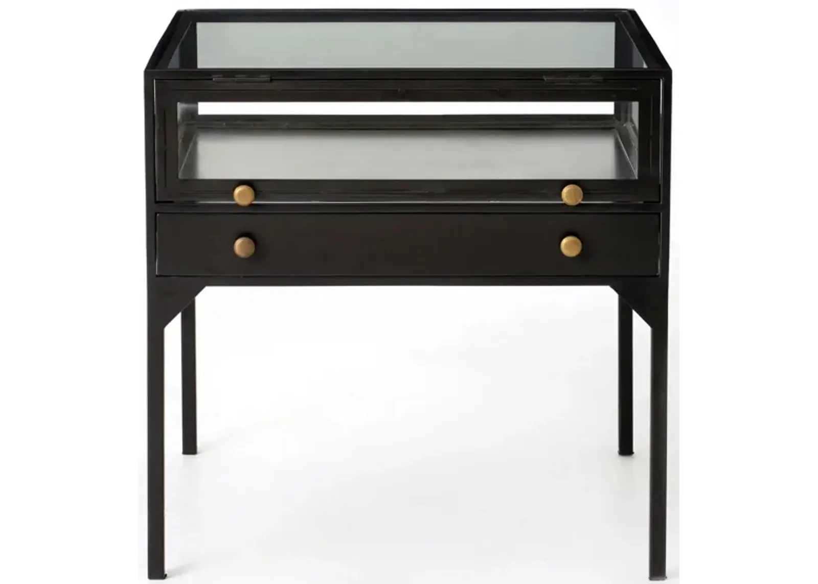 Shadow Box Square End Table in Black by Four Hands