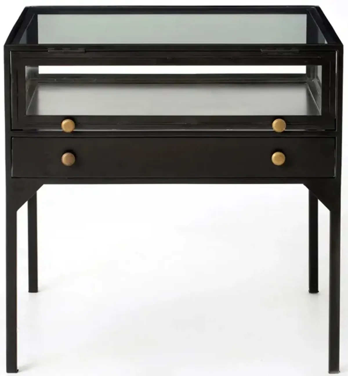 Shadow Box Square End Table in Black by Four Hands