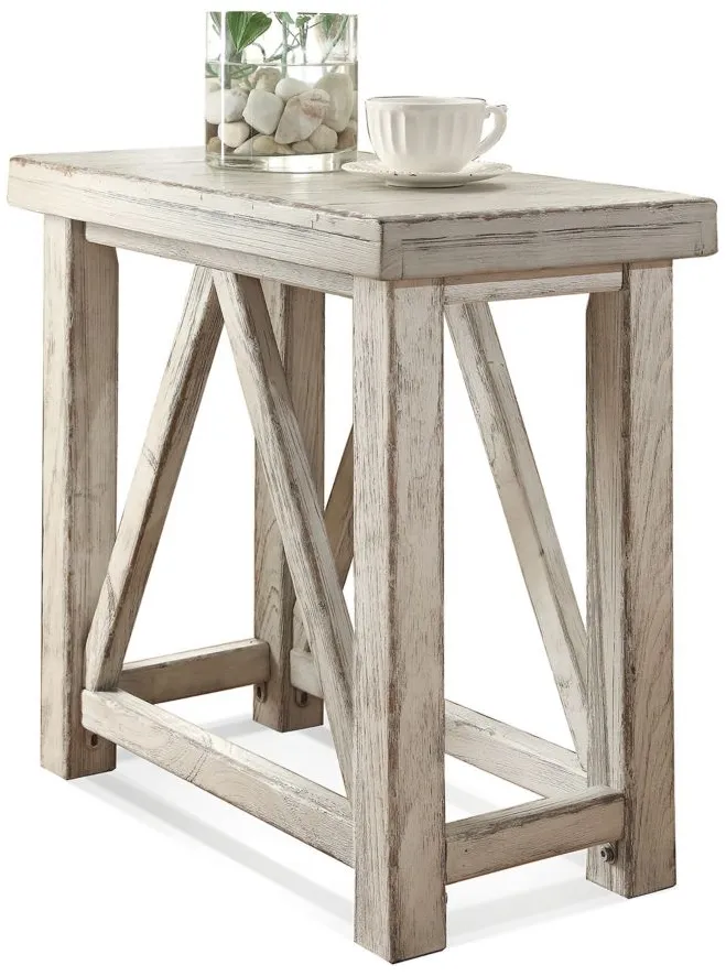 Aberdeen Rectangular Chairside Table in Weathered Worn White by Riverside Furniture