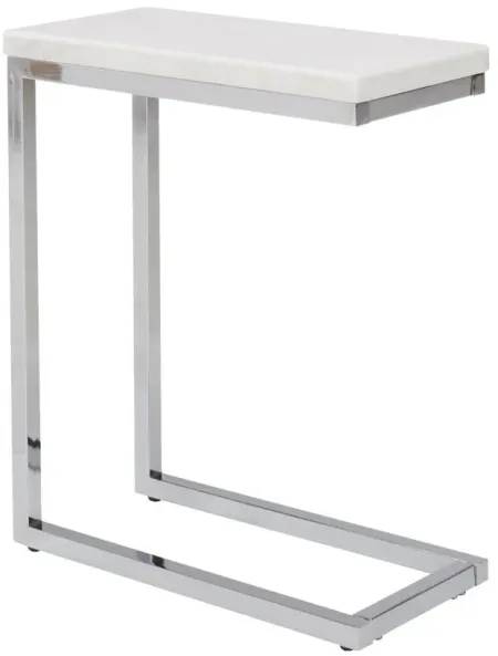 Sabrina Chairside Table in Chrome; White by Steve Silver Co.