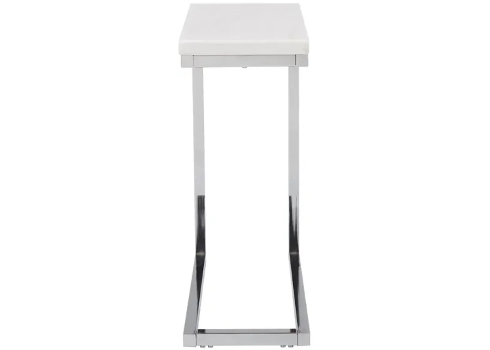 Sabrina Chairside Table in Chrome; White by Steve Silver Co.