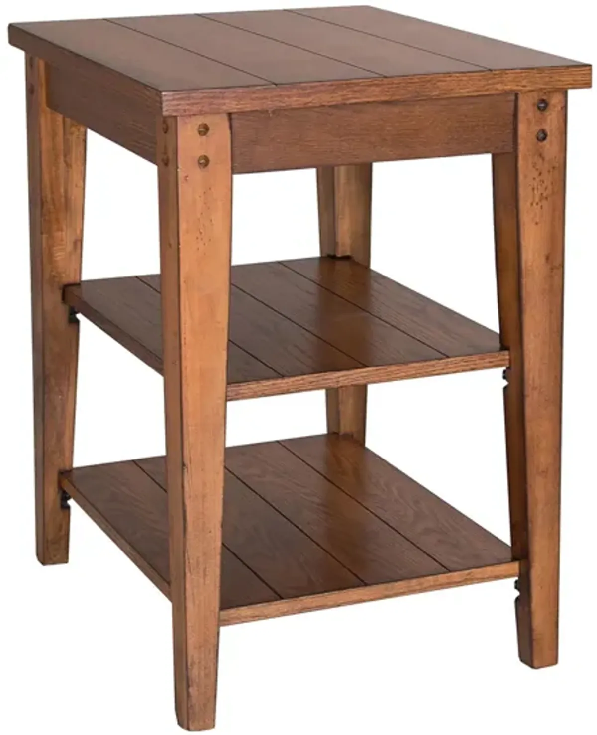 Lake House Rectangular Tiered Side Table in Medium Brown by Liberty Furniture