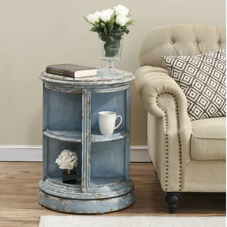 Burton Aged Swivel Accent Table in Burton Aged Blue & Tan by Coast To Coast Imports