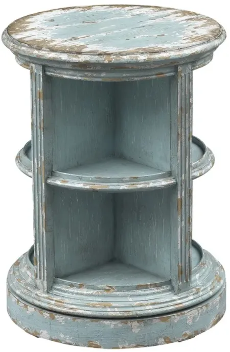 Burton Aged Swivel Accent Table in Burton Aged Blue & Tan by Coast To Coast Imports