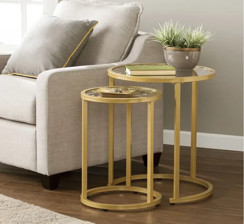 Harrison 2Pc Nesting Side Table Set in Gold by SEI Furniture