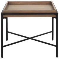 Callahan Square End Table in Drifted Oak;Black by Bassett Mirror Co.
