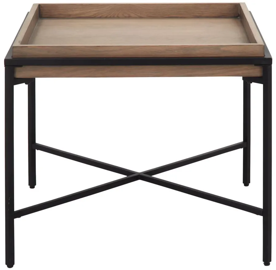 Callahan Square End Table in Drifted Oak;Black by Bassett Mirror Co.