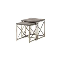 Haan Nesting Tables: Set of 2 in Dark Taupe / Chrome by Monarch Specialties