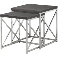 Haan Square Nesting Tables: Set of 2 in Gray/Chrome by Monarch Specialties
