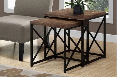 Haan Square Nesting Tables: Set of 2 in Brown/Black by Monarch Specialties
