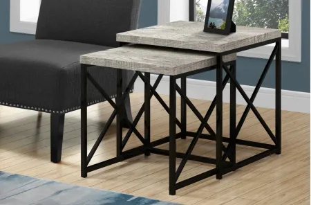 Haan Square Nesting Tables: Set of 2 in Gray/Black by Monarch Specialties
