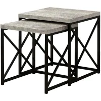 Haan Square Nesting Tables: Set of 2 in Gray/Black by Monarch Specialties