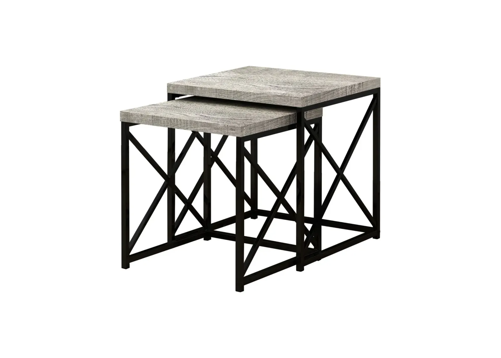 Haan Square Nesting Tables: Set of 2 in Gray/Black by Monarch Specialties