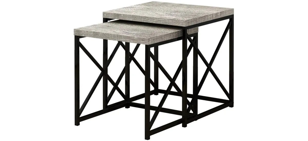 Haan Square Nesting Tables: Set of 2 in Gray/Black by Monarch Specialties