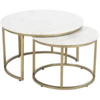 Kayla Set of Two Nesting Cocktail Table in Kayla White & Gold by Coast To Coast Imports