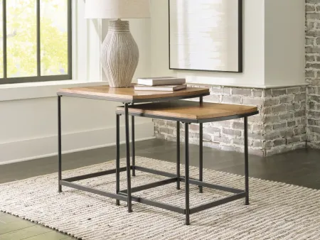 Drezmoore Nesting End Table- Set of 2 in Light Brown/Black by Ashley Express