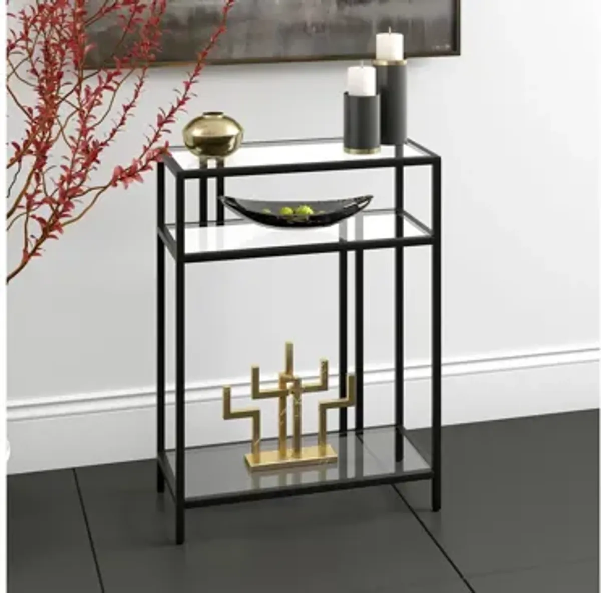 Lee 22" Console Table with Glass Shelves