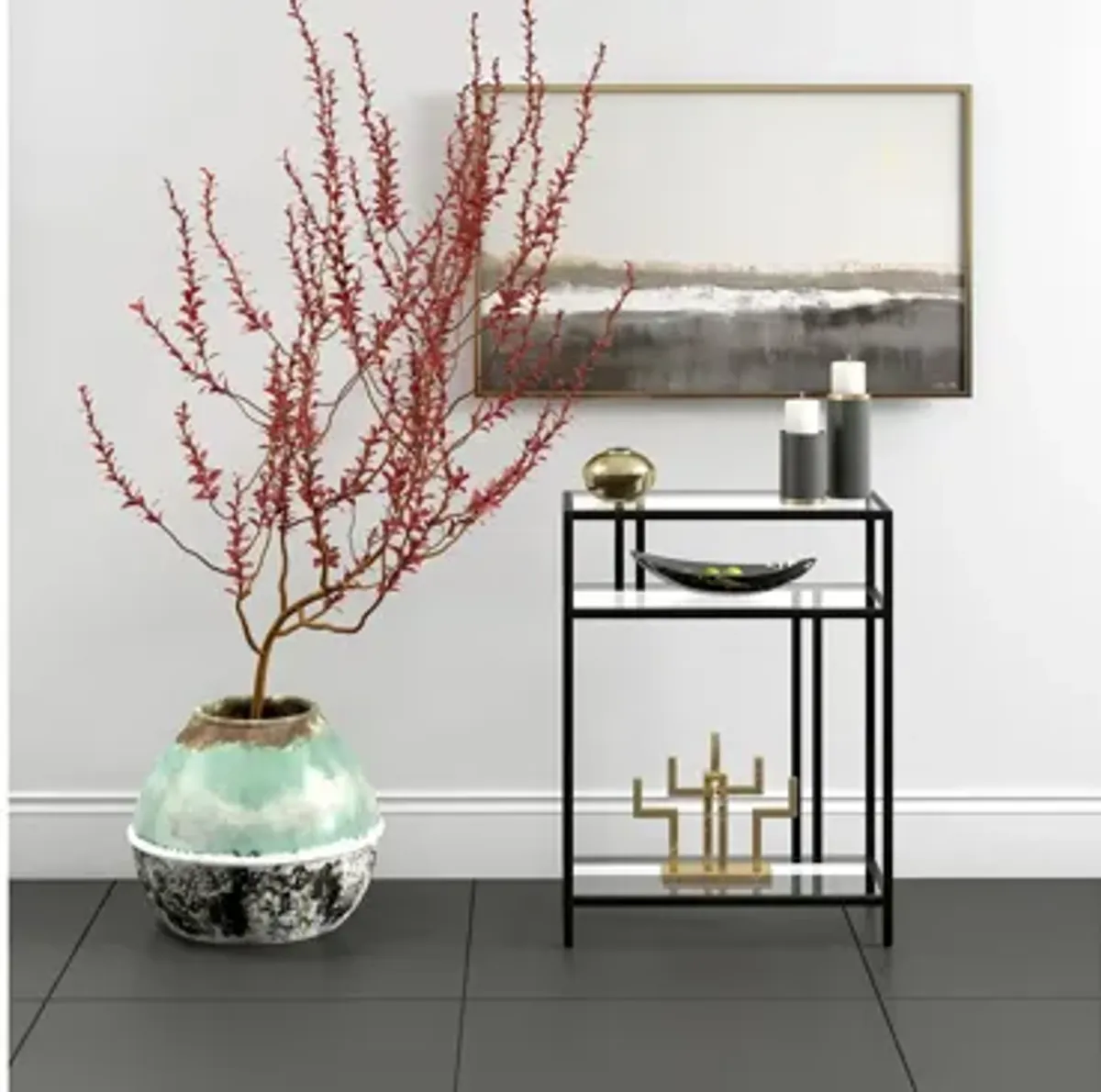 Lee 22" Console Table with Glass Shelves