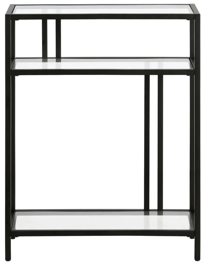 Lee 22" Console Table with Glass Shelves in Blackened Bronze by Hudson & Canal