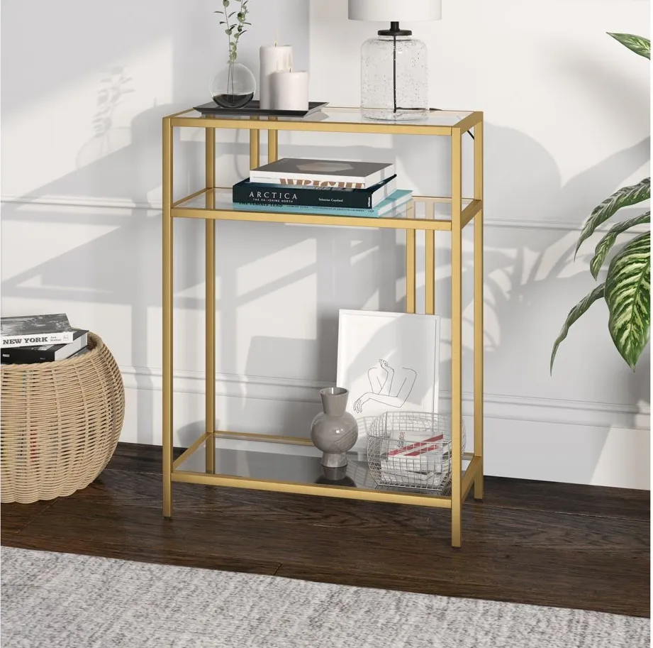 Lee 22" Console Table with Glass Shelves in Brass by Hudson & Canal