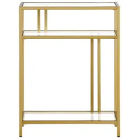 Lee 22" Console Table with Glass Shelves in Brass by Hudson & Canal