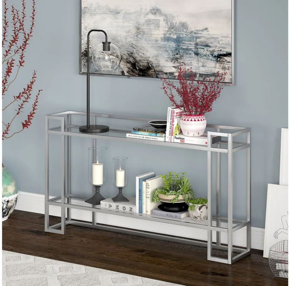 Macy Silver Console Table in Silver by Hudson & Canal