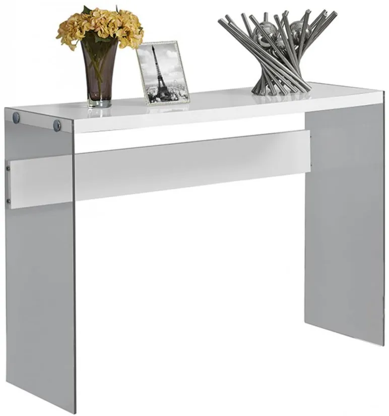 Veda Sofa Table in White / Glass by Monarch Specialties