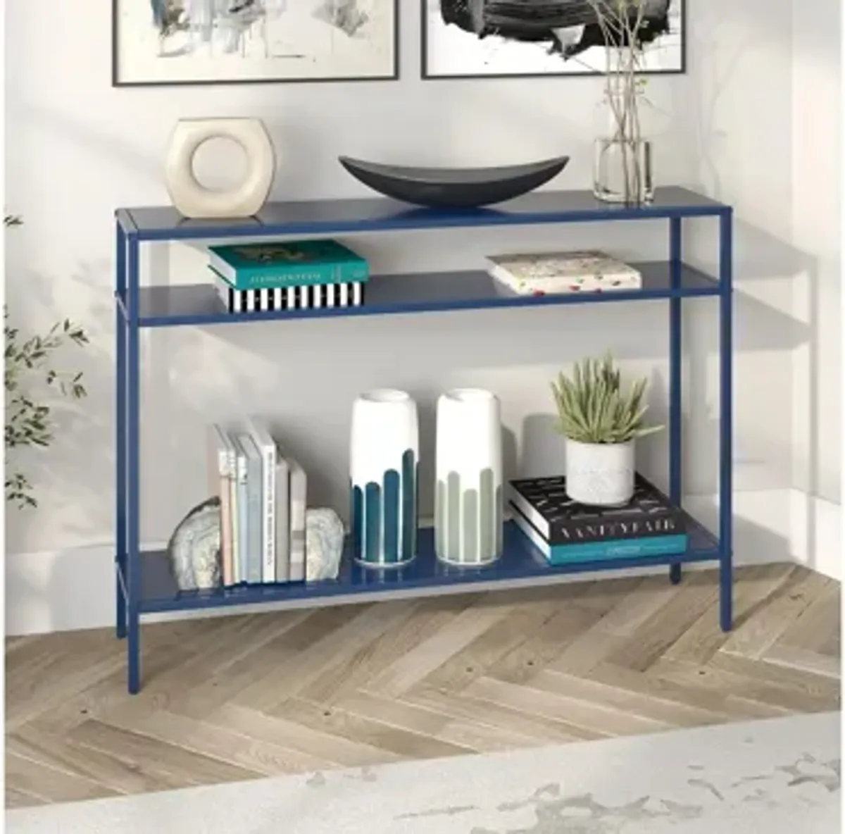 Owen 42" Console Table with Metal Shelves