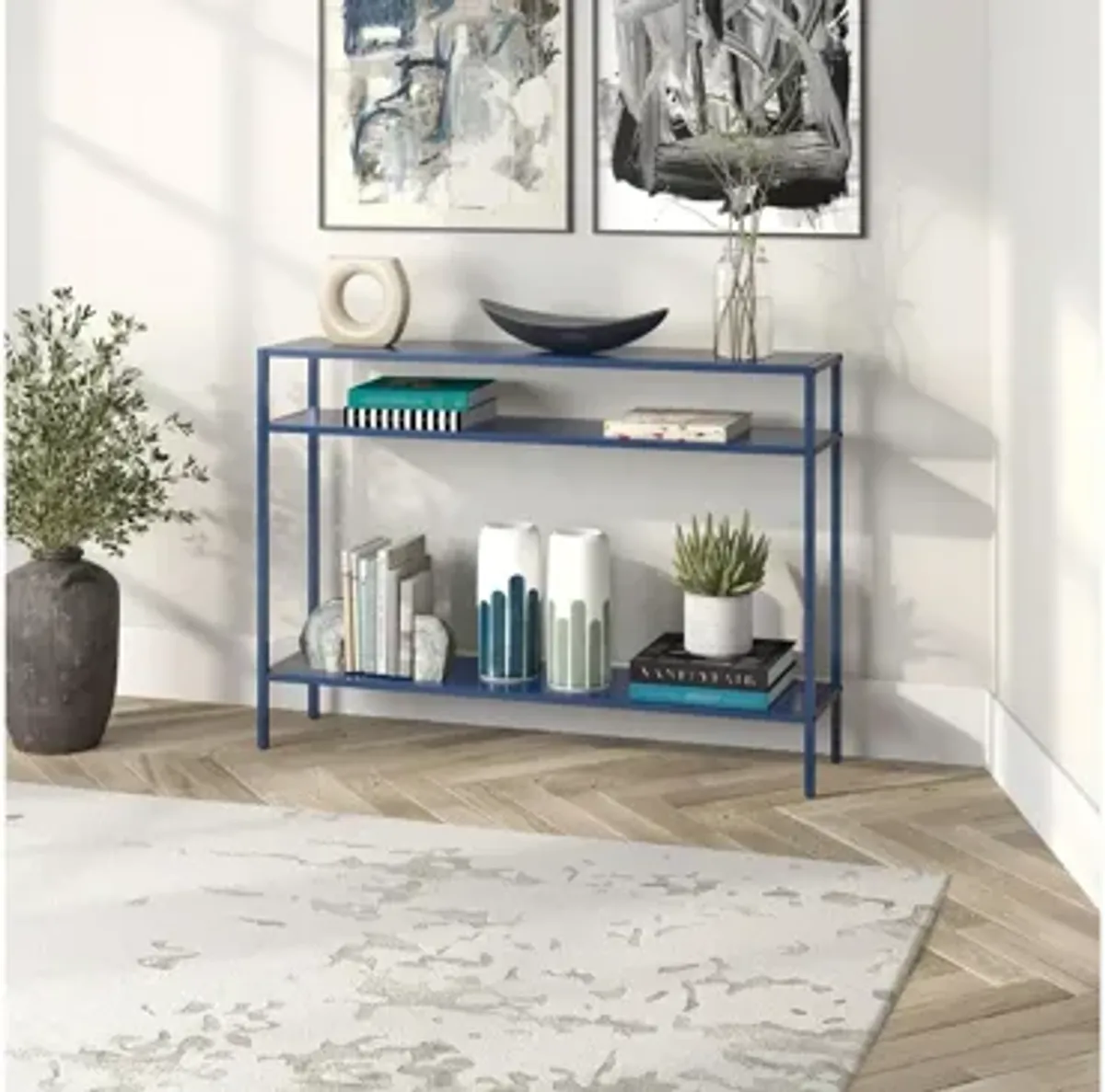 Owen 42" Console Table with Metal Shelves