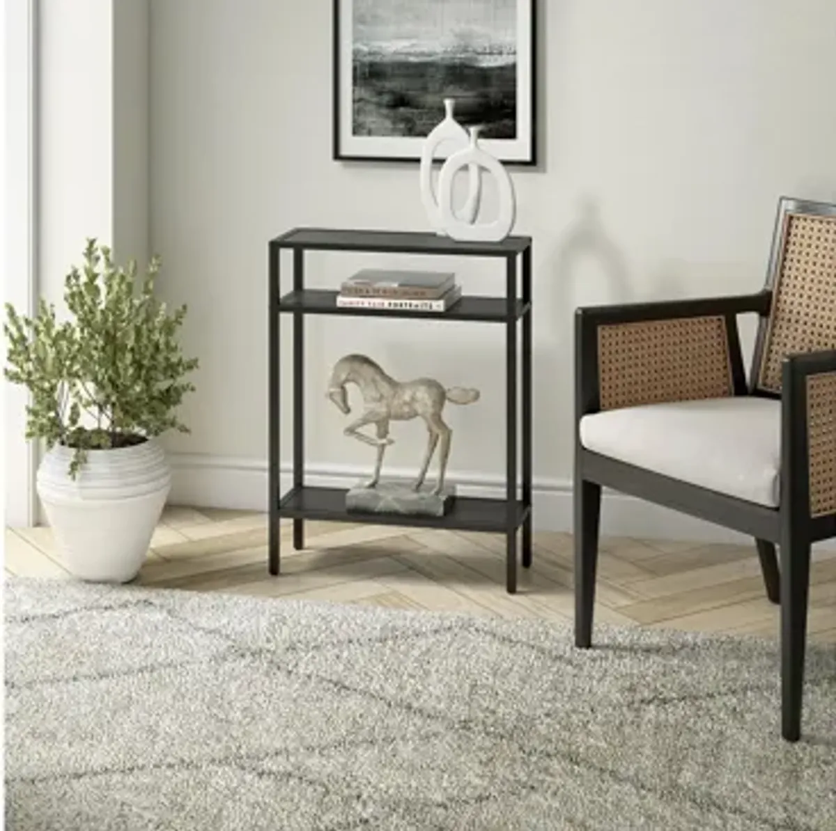 Owen 22" Console Table with Metal Shelves