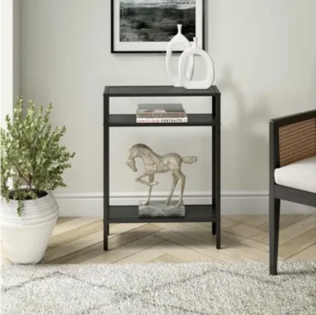 Owen 22" Console Table with Metal Shelves