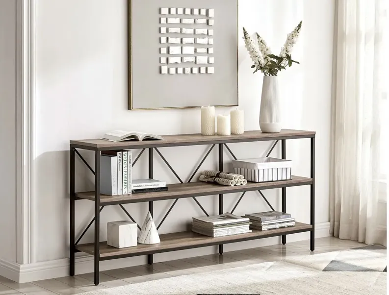 Kira Lane Console Table in Blackened Bronze/Antiqued Gray Oak by Hudson & Canal