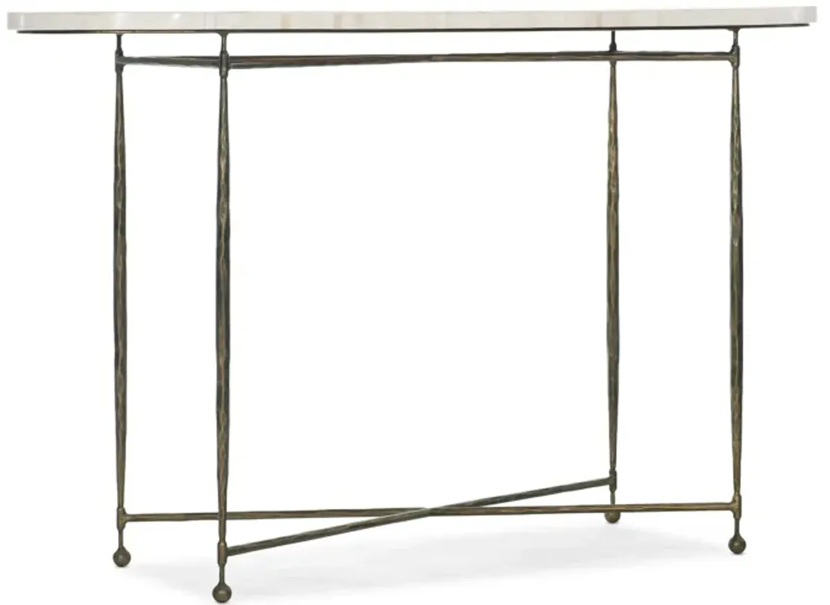 Commerce & Market Console Table in Bronze metal base with natural bone inlay top by Hooker Furniture