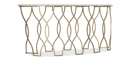 Melange Corrina Sofa Table in Gold leaf metal base with White Onyx top by Hooker Furniture