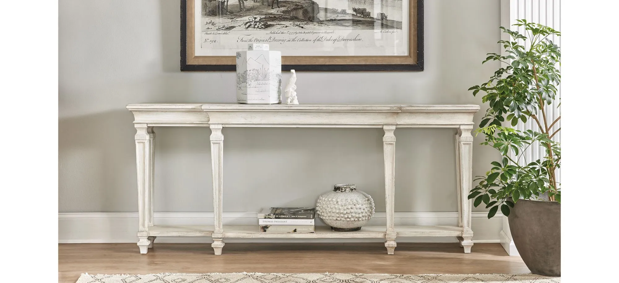 Traditions Console Table in Magnolia: a soft white finish by Hooker Furniture