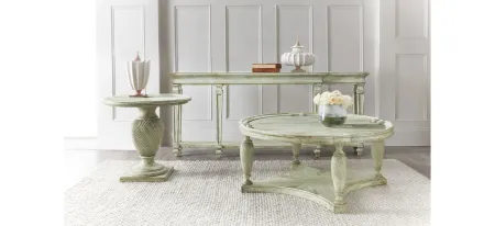Traditions Console Table in Pistachio, a muted accent finish with a subtle green hue by Hooker Furniture