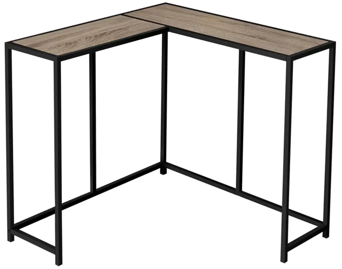 Sanza L-Shaped Console Table in Dark Taupe by Monarch Specialties