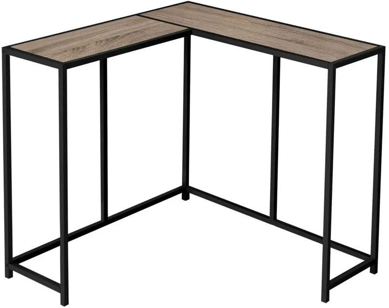 Sanza L-Shaped Console Table in Dark Taupe by Monarch Specialties